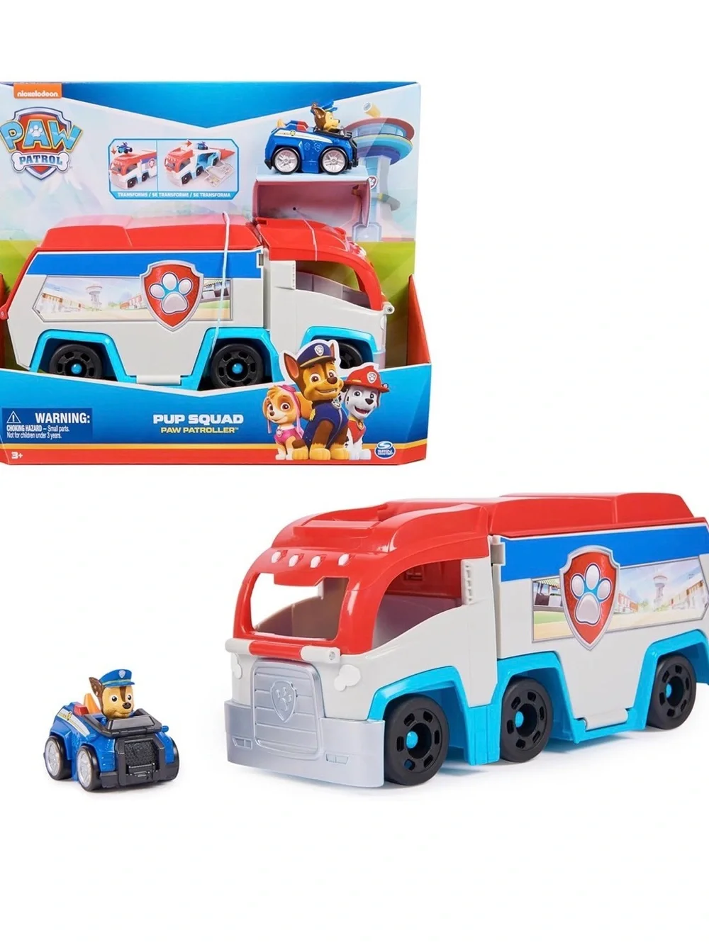 Paw Patrol Pup Squad Paw Patroller Toy - Red, Blue, White